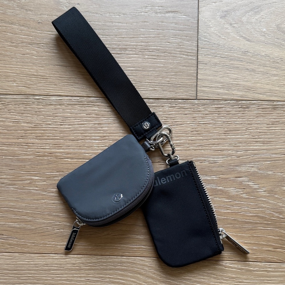 lululemon Black and Gray Zipped Wrist Pouch Set